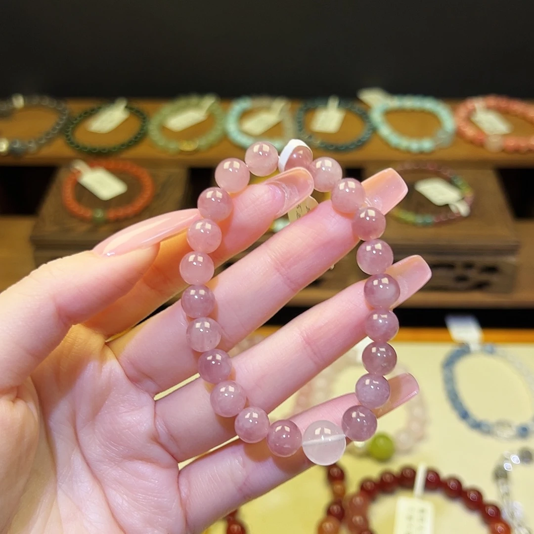 手串水晶银S925镀金镶嵌粉9405