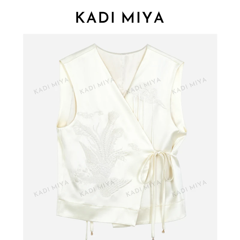 KADIMIYA“祥云朝凤”新中式国潮复古斜襟提花刺绣马夹高级马甲女