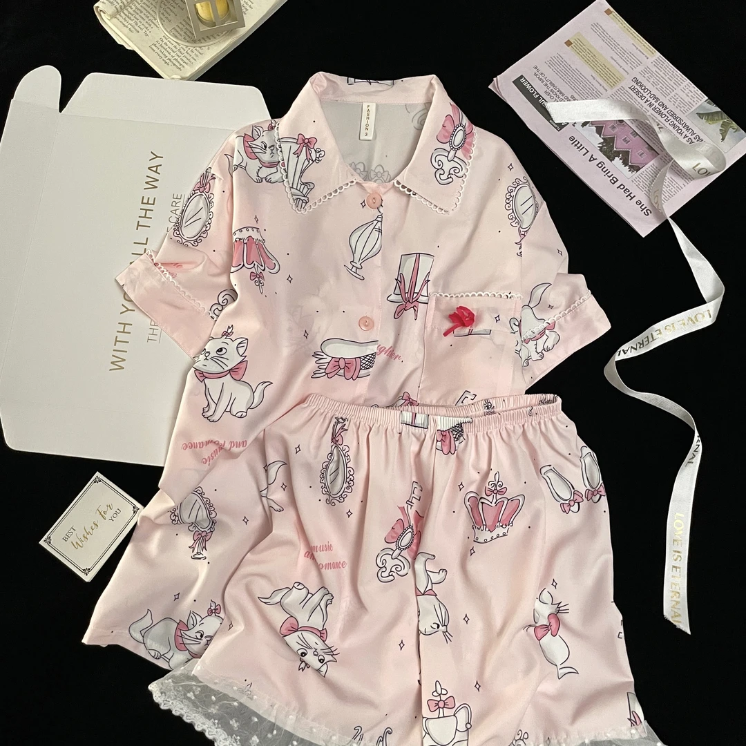 粉色哈基米冰丝睡衣女夏季新款短袖短裤卡通可爱高级感家居服套装