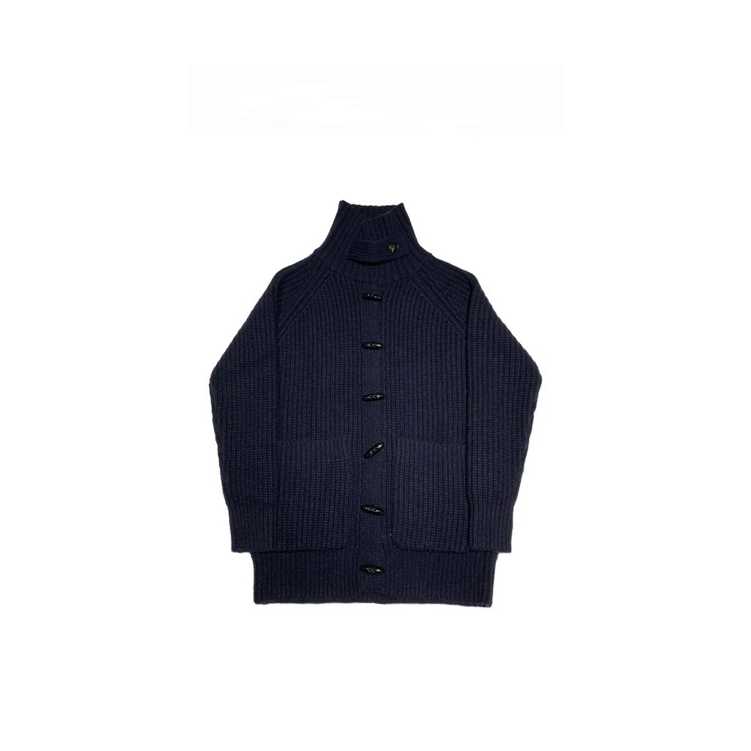 【温暖冬日】重磅手工粗棒针牛角扣中长款外套女36595