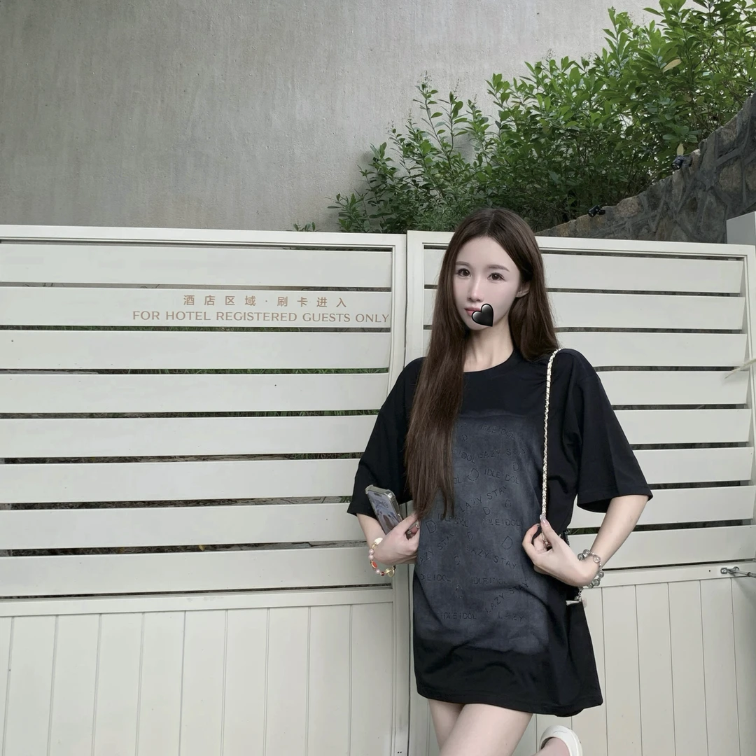 IDLE IDOL【5周年大补贴】美式黑钻渐隐潮流休闲T恤宽松烫钻短袖