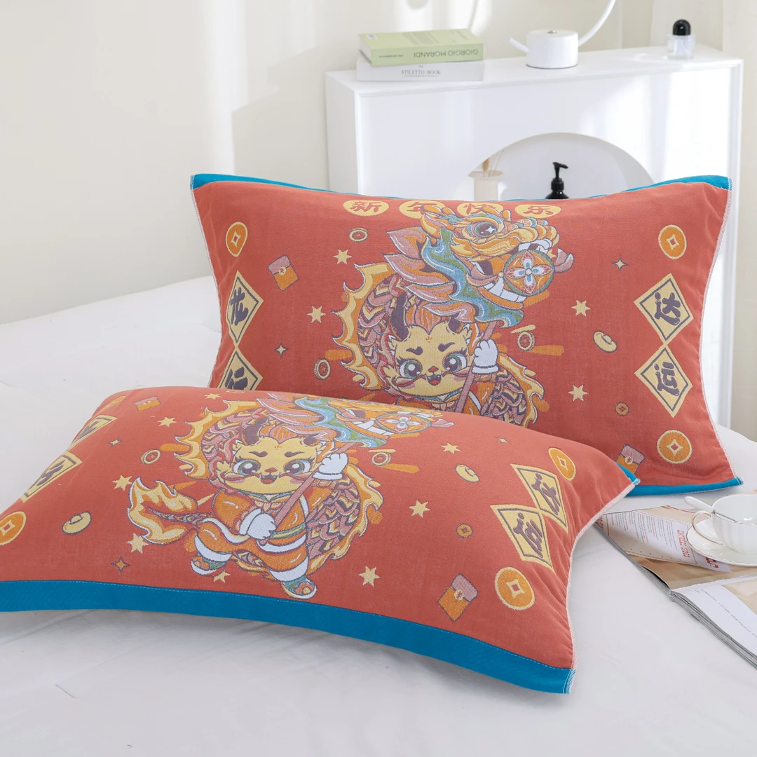 纯棉纱布棉枕巾【一对52*78】枕头巾