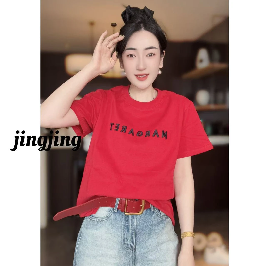 冬季新款休闲百搭刺绣字母半袖T恤（8852）