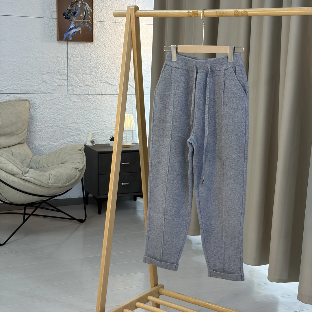 100%山羊绒 双提加厚香蕉裤 灰色