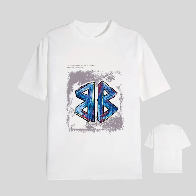 【38号链接-88花】短袖T恤男女同款宽松经典前幅印花经典版