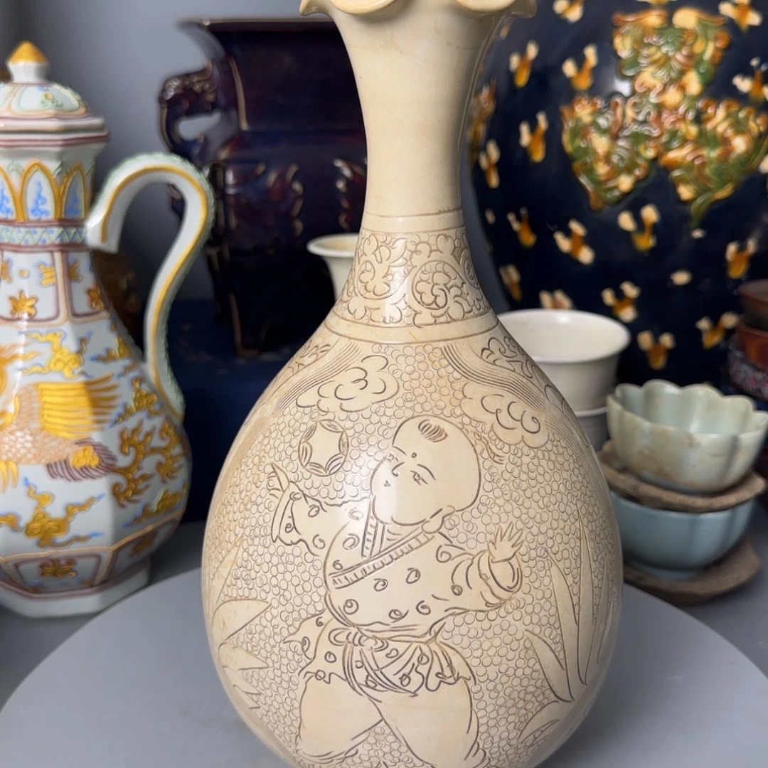 相***晚瓷片登封窑玉壶春全美品