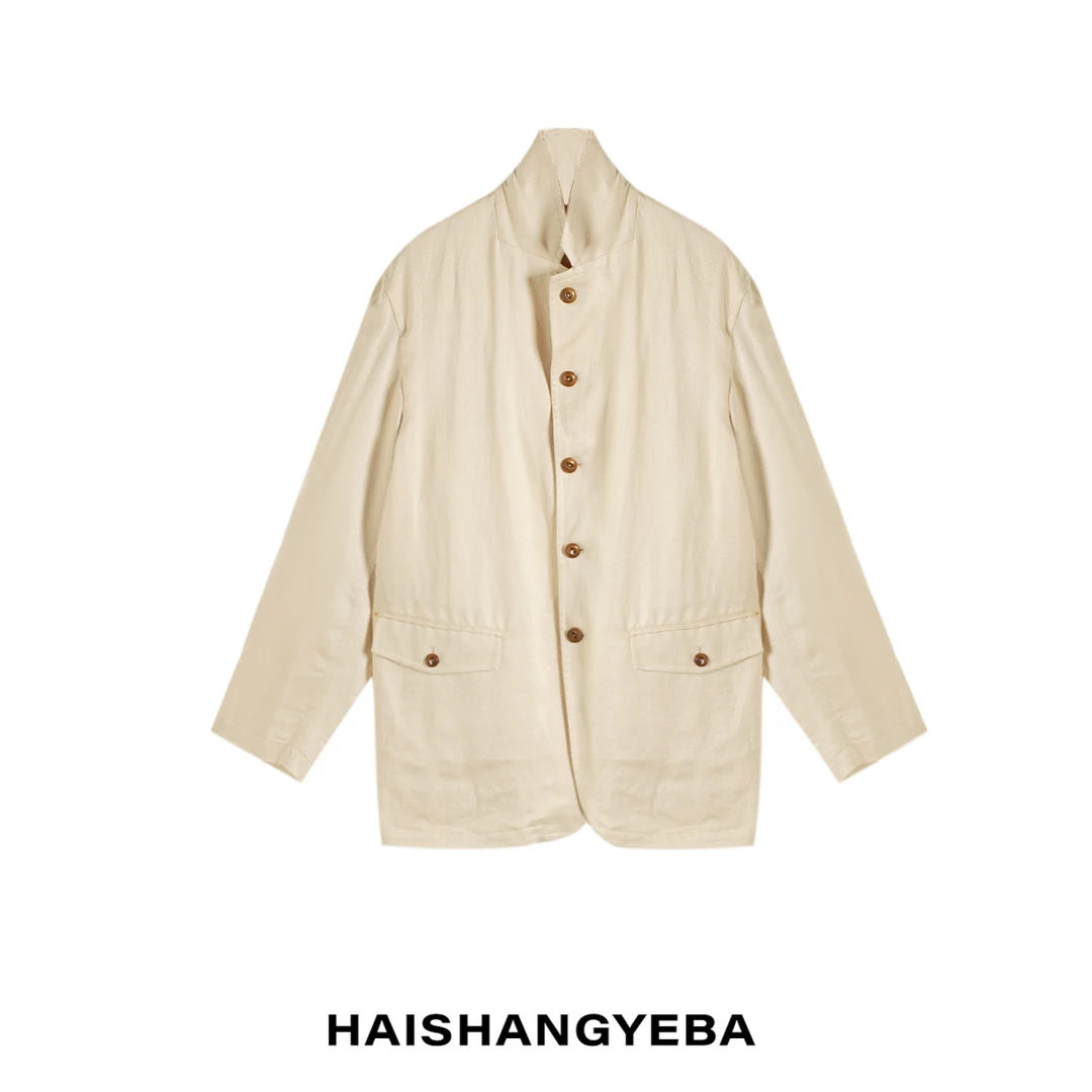 【海上叶爸】新款2025夏季百搭天丝男女同款翻领宽松休闲长袖衬衫