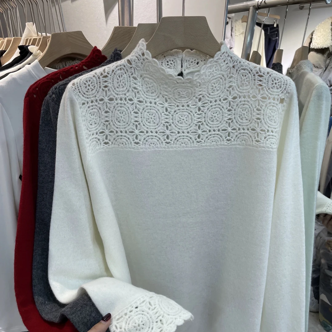 欧货2025秋季新款新中式国风盘扣立领提花100%绵羊毛针织衫女上衣