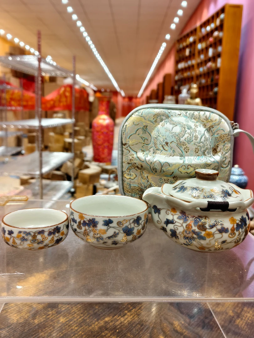 【闪购商品】汝窑堆金蓝色福禄快客杯381664