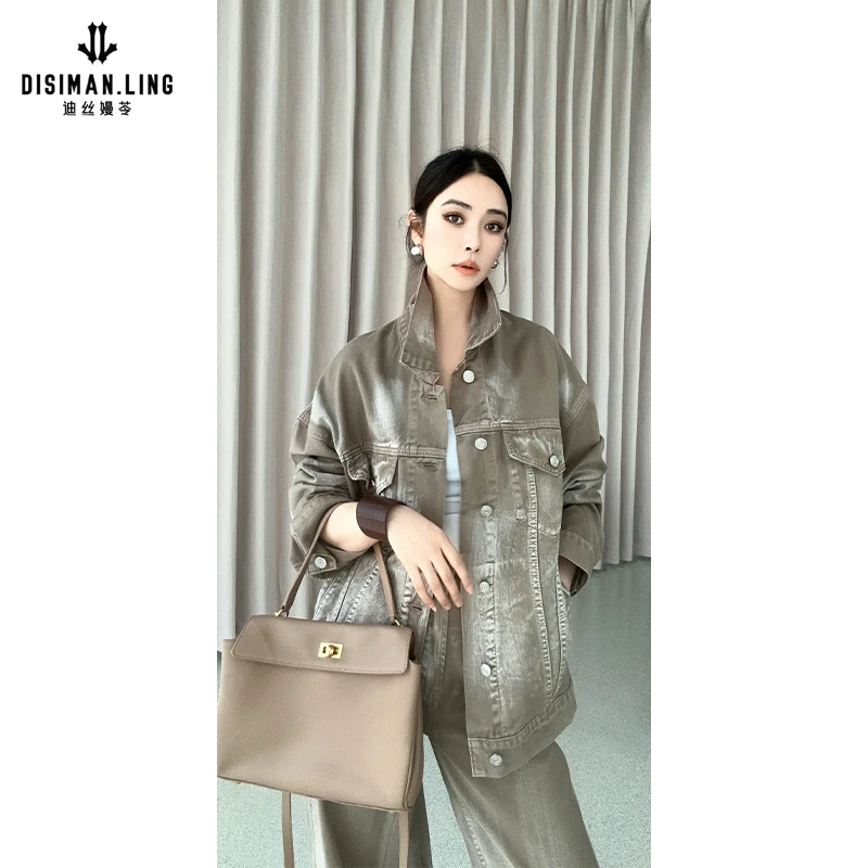 【迪丝嫚苓】100%棉套装黄咖色气质时尚休闲百搭复古设计感小众优雅