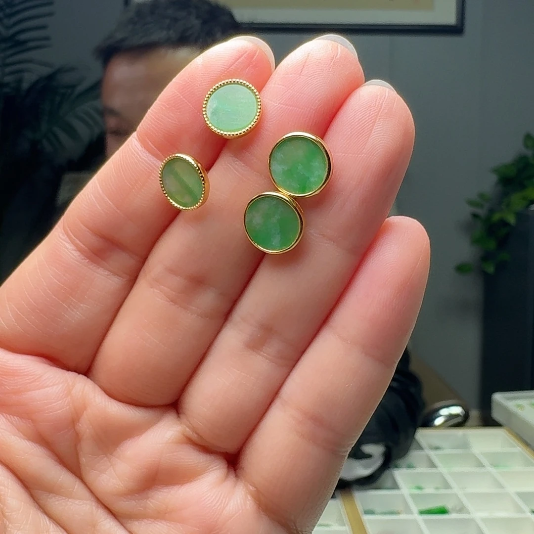 翡翠银S925镶嵌耳饰多样性发货其一