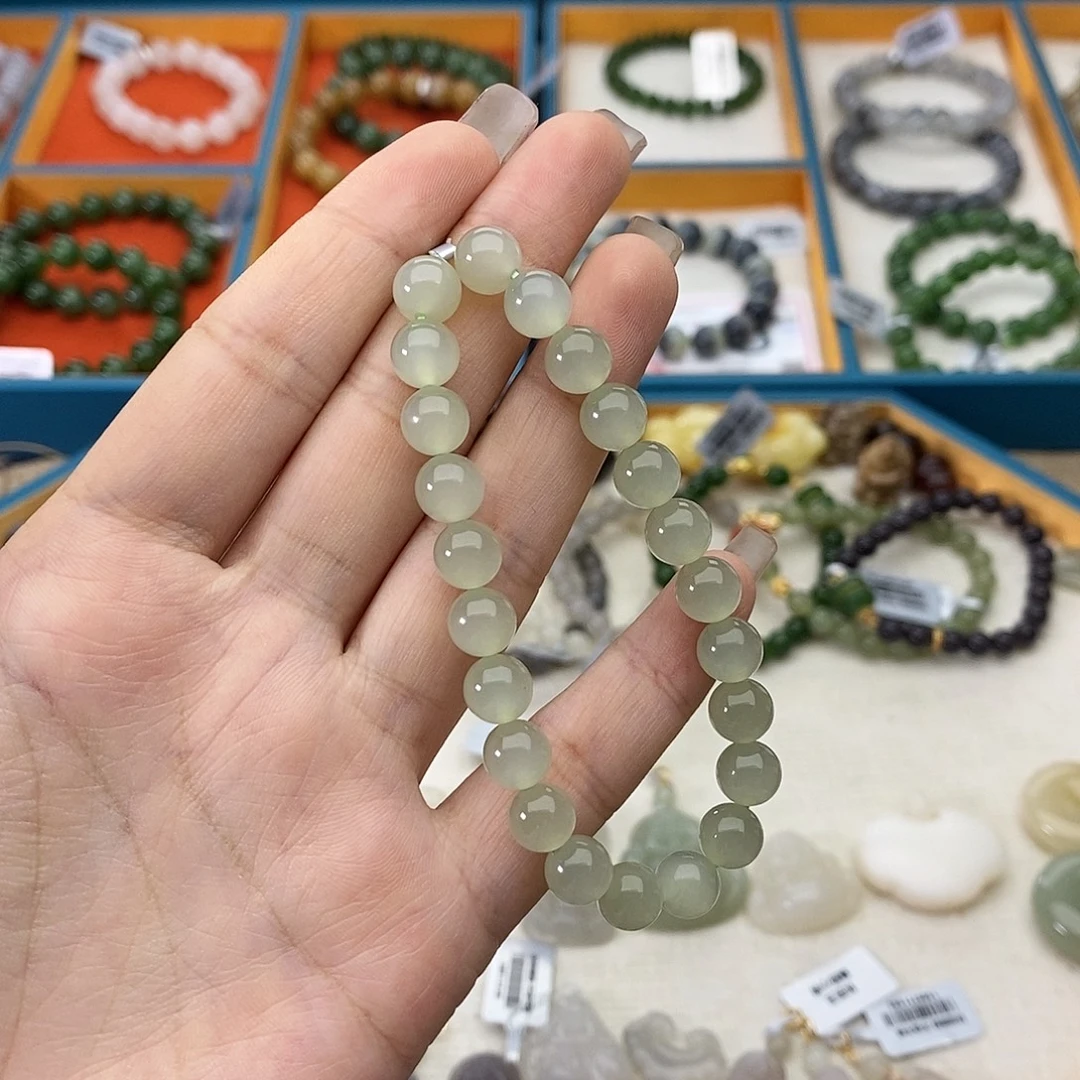 和田玉未镶嵌颈饰w38冰晴水猫眼8mm