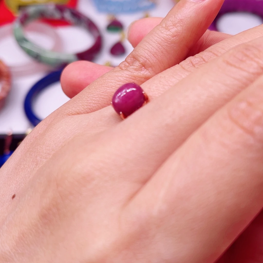 戒指红宝石银S925镶嵌