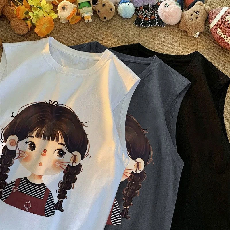 夏季新款宽松男童动漫纯棉透气无袖童装吊带背心薄款休闲T恤衫