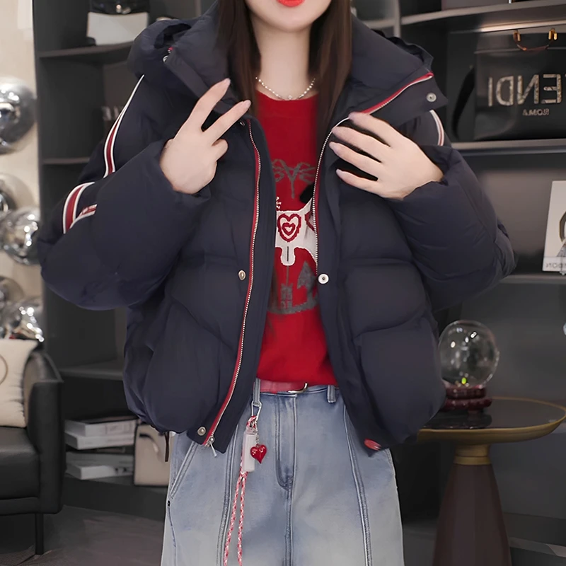 2025冬季新款拼色棉服女短款韩版宽松时尚百搭高腰面包服外套潮