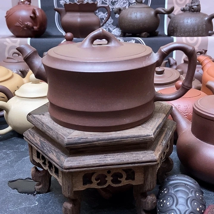 茶壶紫砂紫泥圆竹