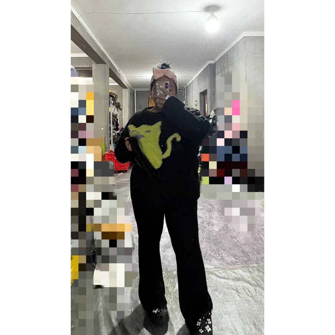 螺纹高腰高弹打底微喇裤
