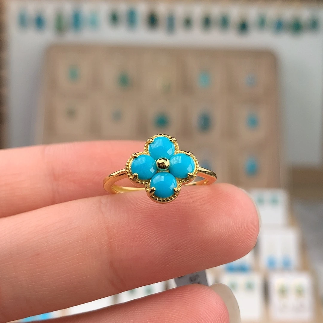 绿松石银S925镶嵌戒指