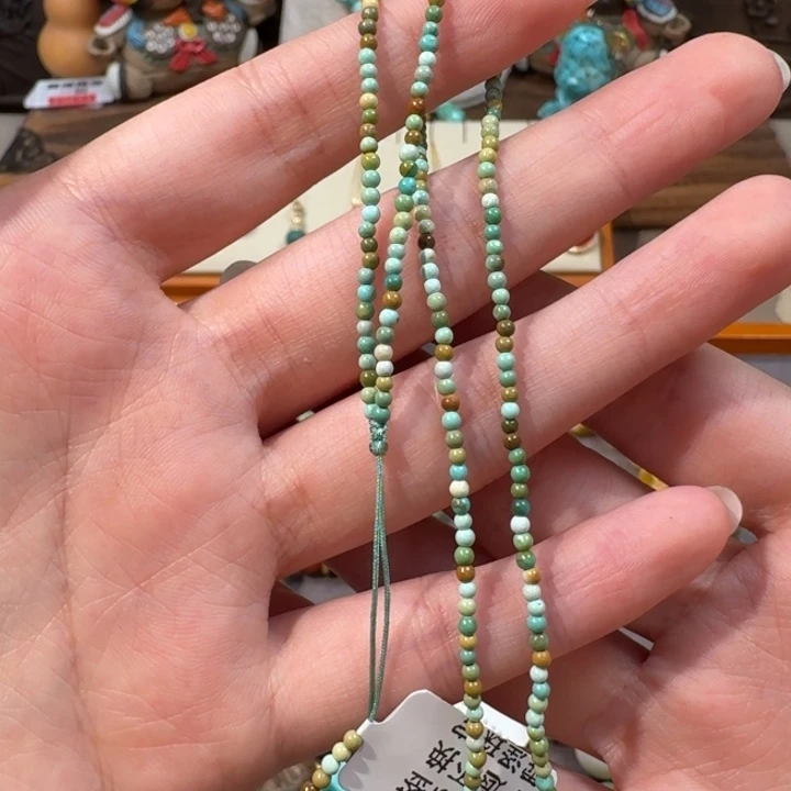 绿松石未镶嵌项链小米珠两用款