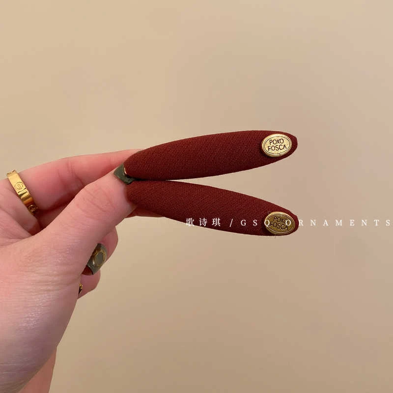 金标红色碎发夹侧边刘海鸭嘴夹女简约气质前额一字夹2025新款头饰