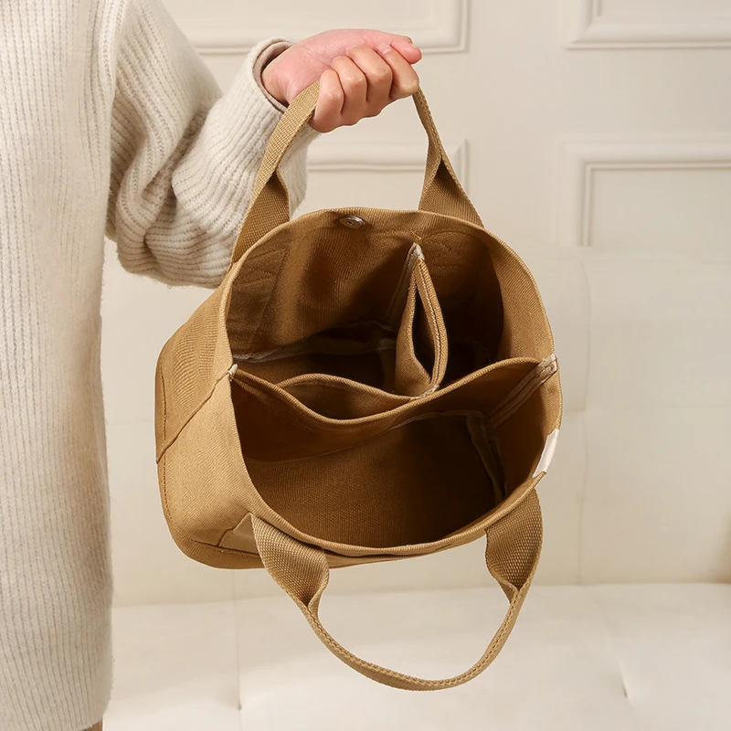 2025新款便携大容量休闲手提包上班族小拎包简约多隔层口袋饭盒包