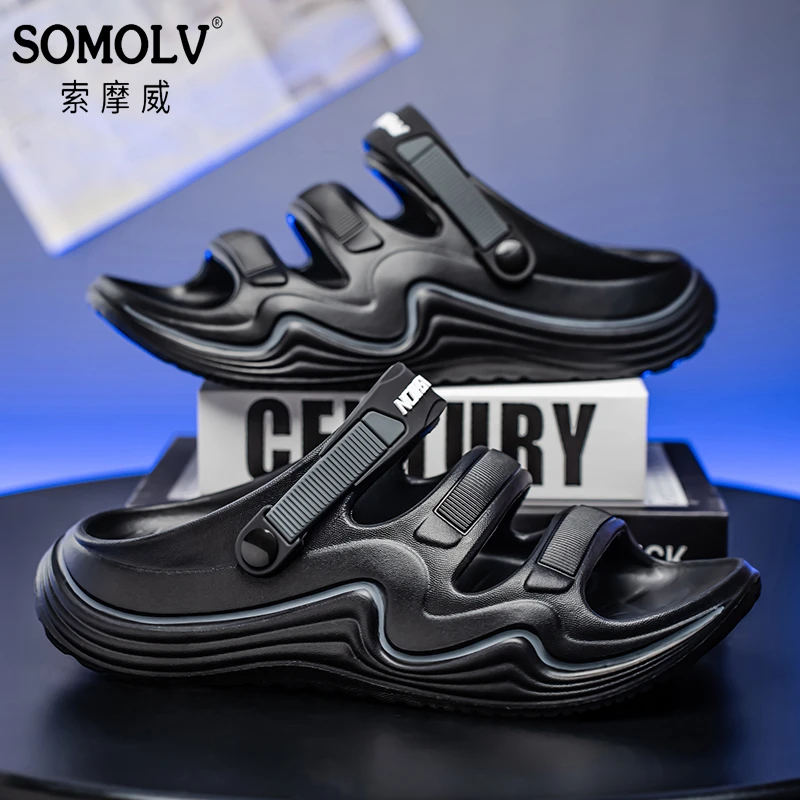 SOMOLV男士拖鞋外穿透气轻便软底拖鞋男士鞋开车凉鞋踩屎感不臭脚