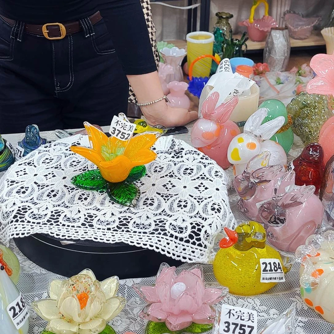 3752 烛台花家悦琉璃工艺品不完美