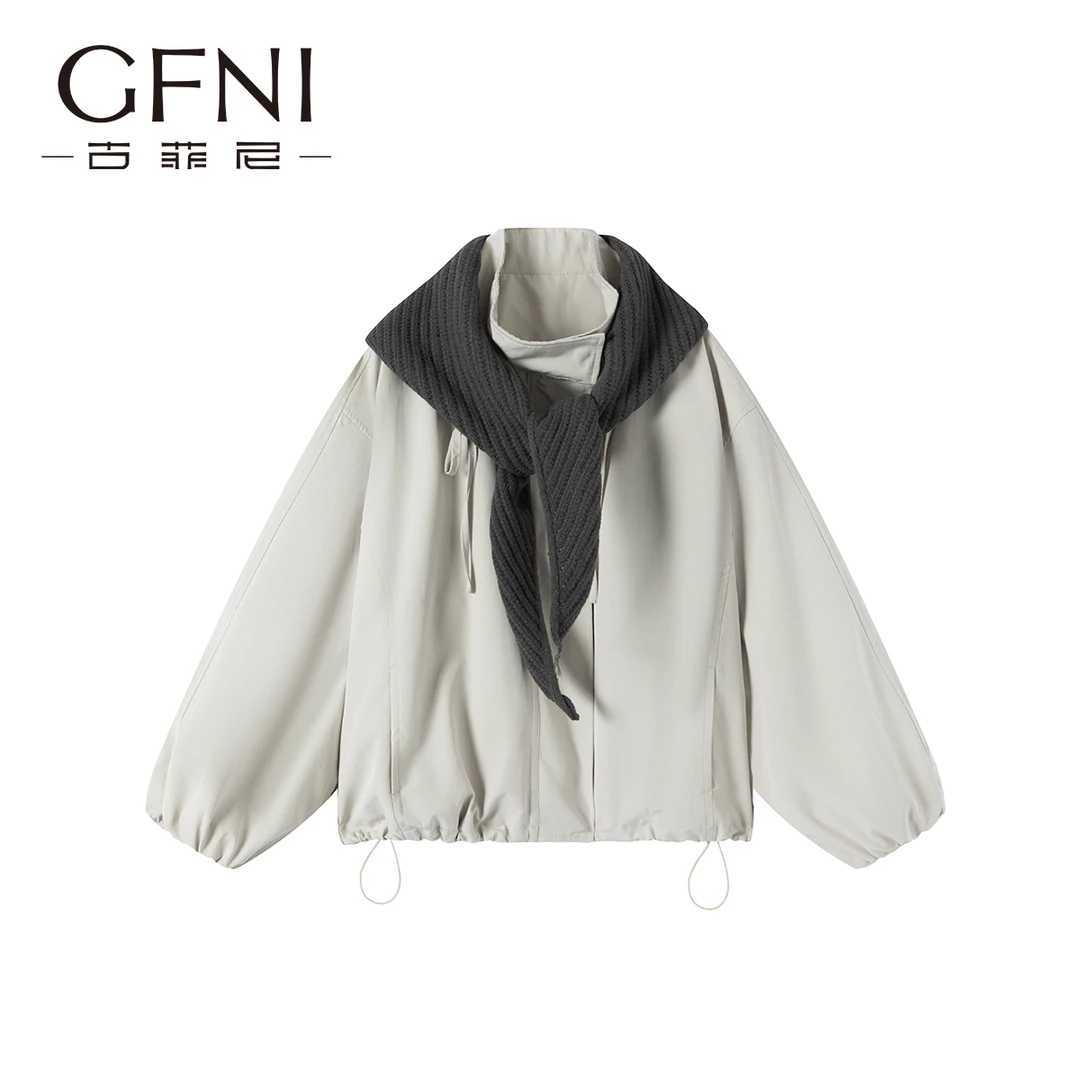 【GFNI古菲尼】秋季时尚休闲立领工装外套拼接宽松短外套#25GFNA86
