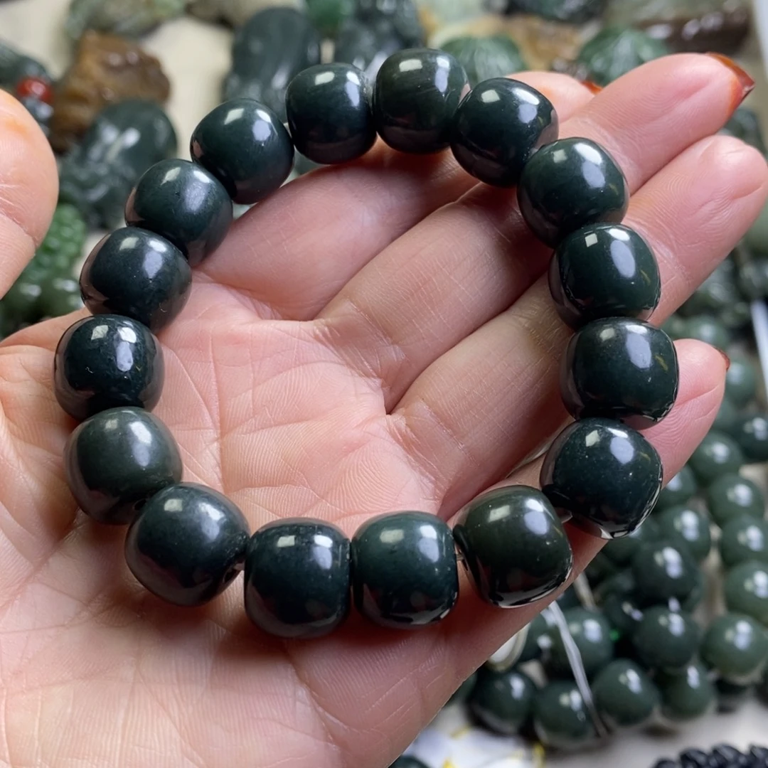 和田玉未镶嵌手链新疆和田青玉卡14老型