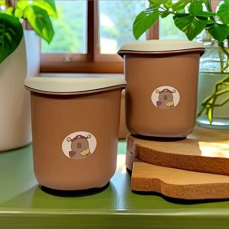 卡皮巴拉卡通可爱垃圾桶加厚厨房压圈式高颜值垃圾桶
