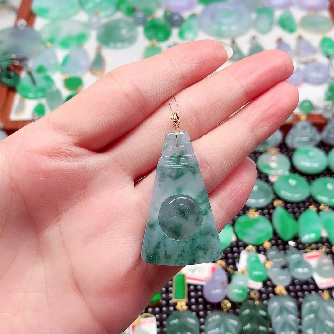 翡翠18K金镶嵌吊坠(不含链)