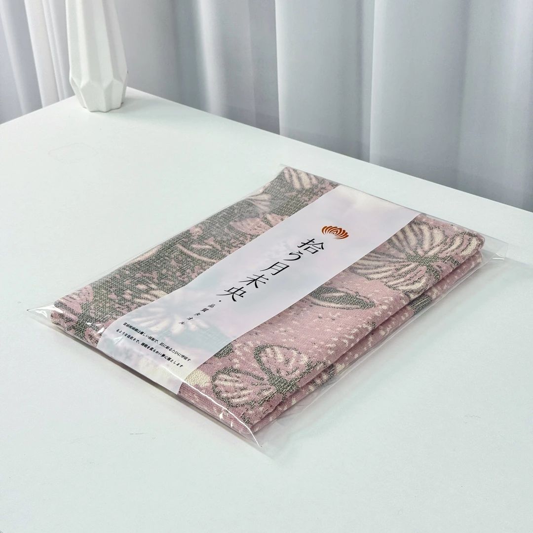 【拾つき未央】雨露麻枕巾52*78一对装 蝶依 粉