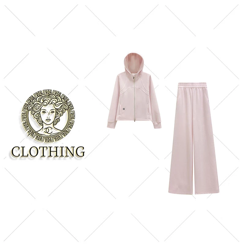 【CLOTHING/原创设计】68560#时尚连帽刺绣两件套2025秋冬百搭套装