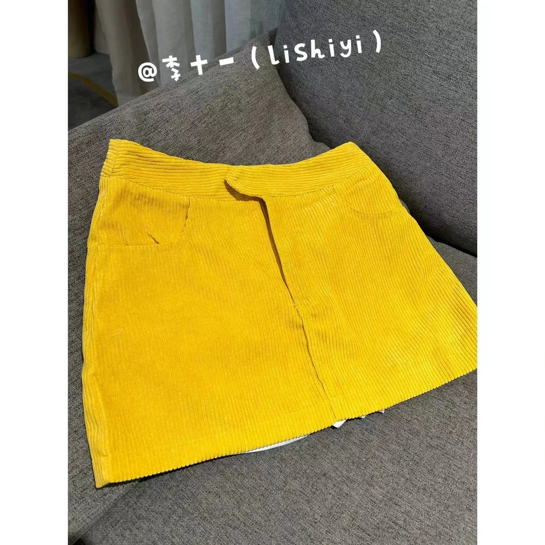 【李十一LISHIYI】辣妹高腰修身灯芯绒包臀短裙半身裙39195