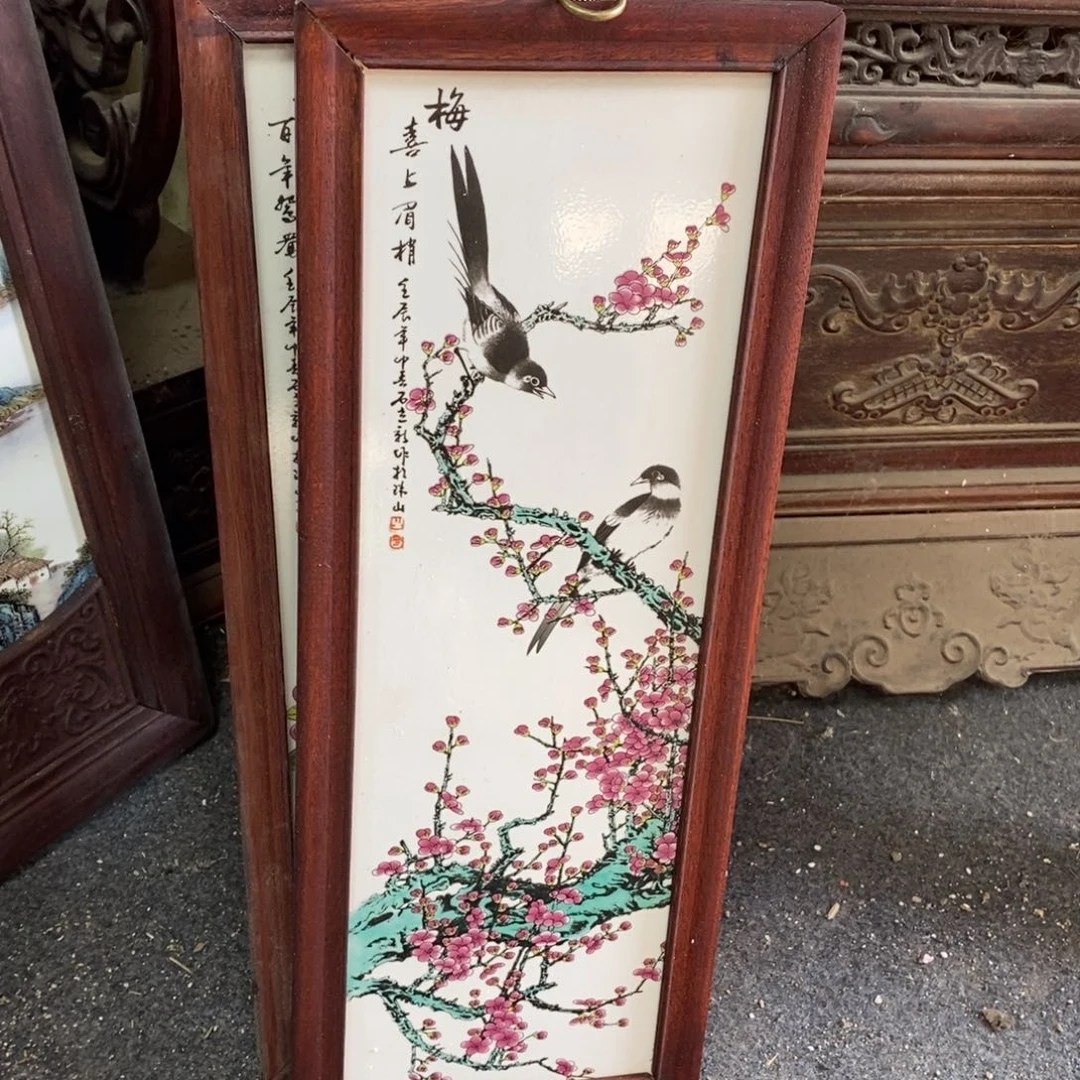 瓷片53*21*1景德镇瓷板画柴窑烧制