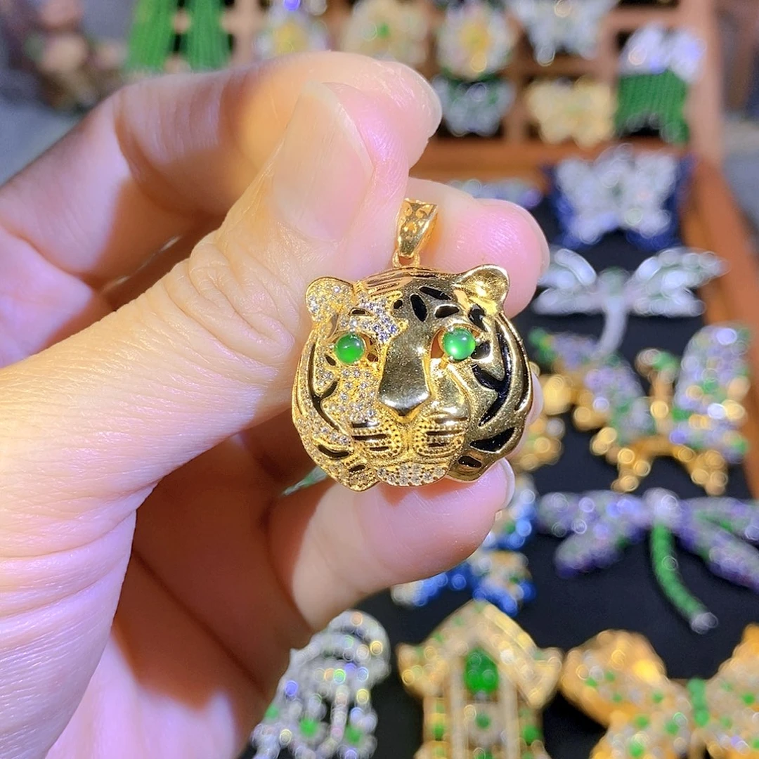 银S925镶嵌挂件翡翠