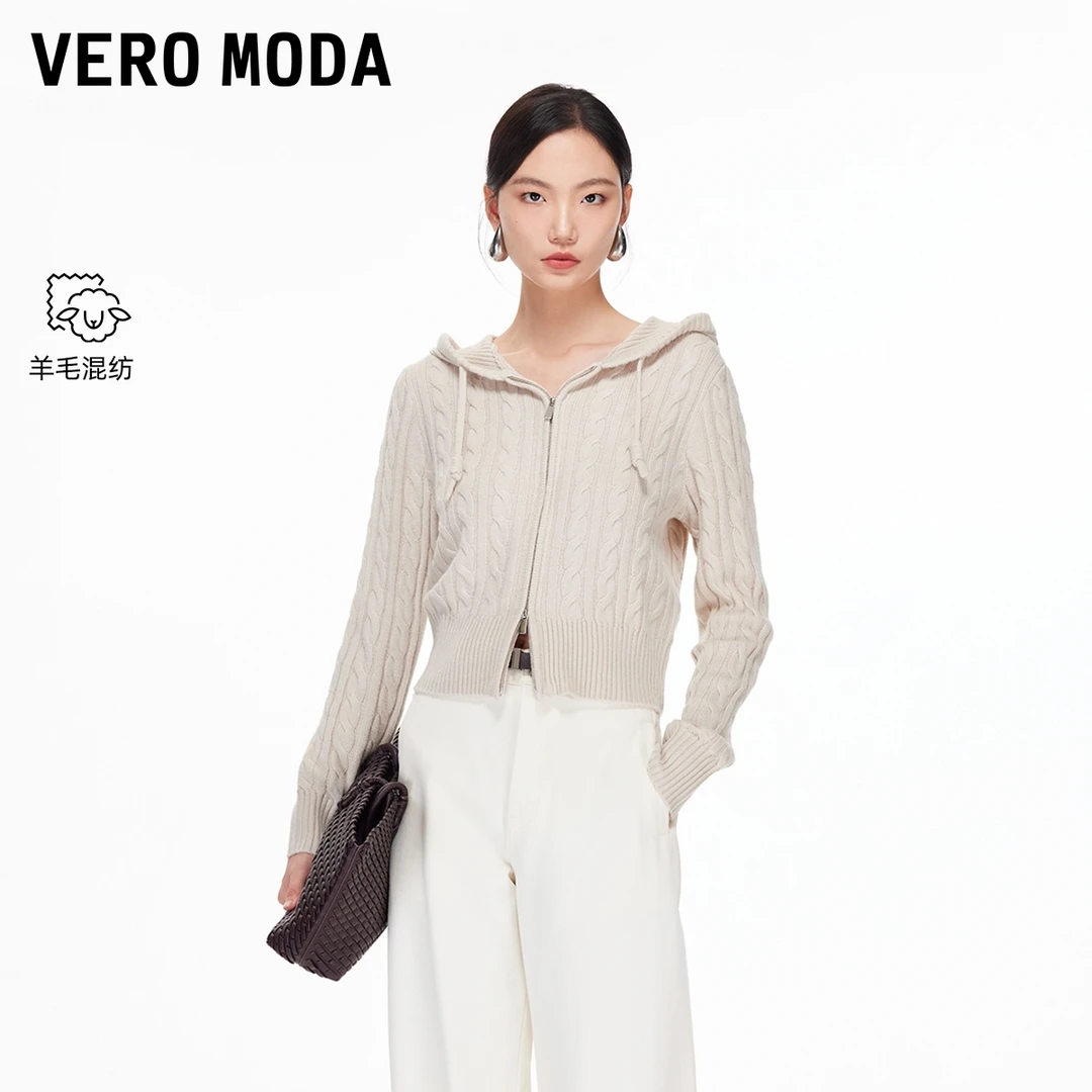 Vero Moda针织衫女2026春季新款连帽双拉链针织开衫百搭326113016