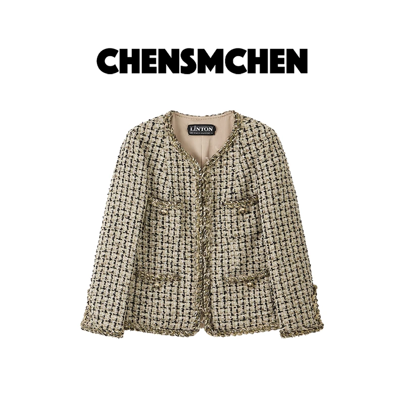CHENSMCHEN 进口LINTON粗花呢小香外套女精致优雅上衣CSW9166MX