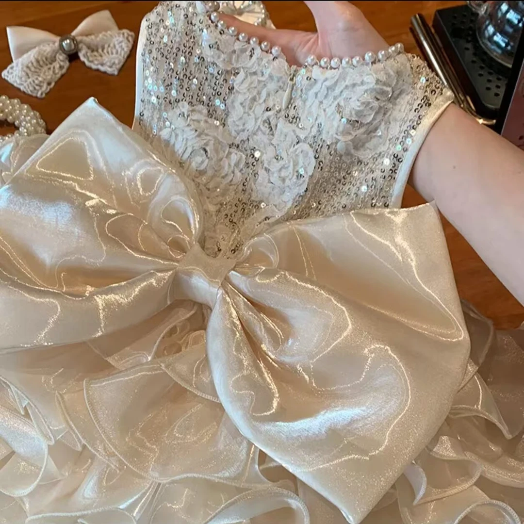 儿童公主裙女童蓬蓬纱裙花童礼服周岁生日走秀钢琴晚礼服春夏新款