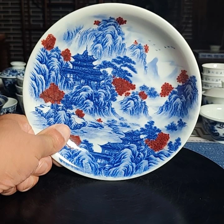 景德镇陶瓷茶具套装摆件雪景主人
