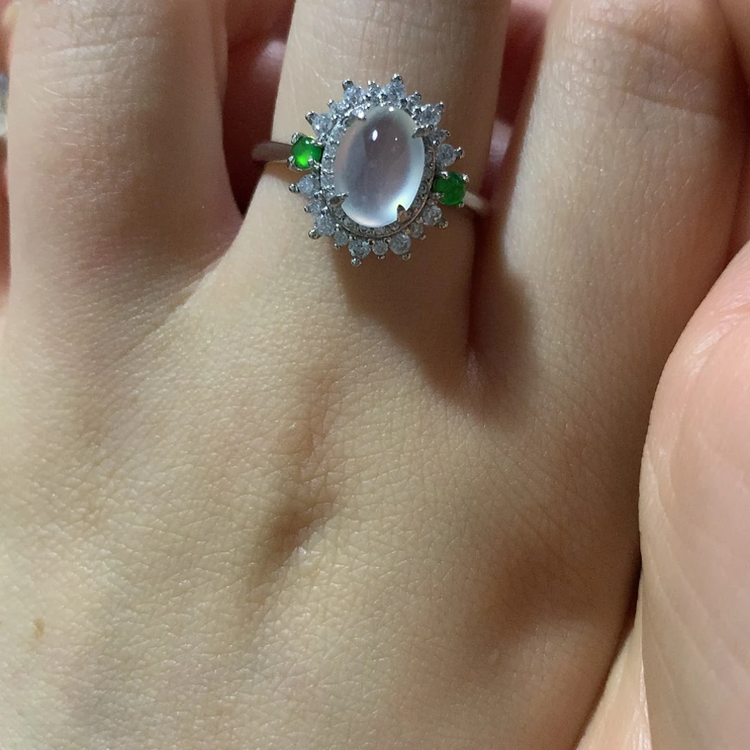 翡翠戒指银S925镶嵌戒指