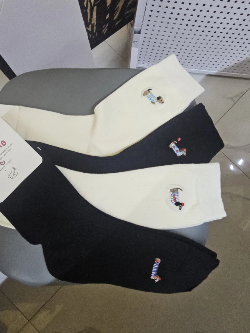 腊肠来信中筒民族风薄款刺绣轻职风中筒袜法式透气