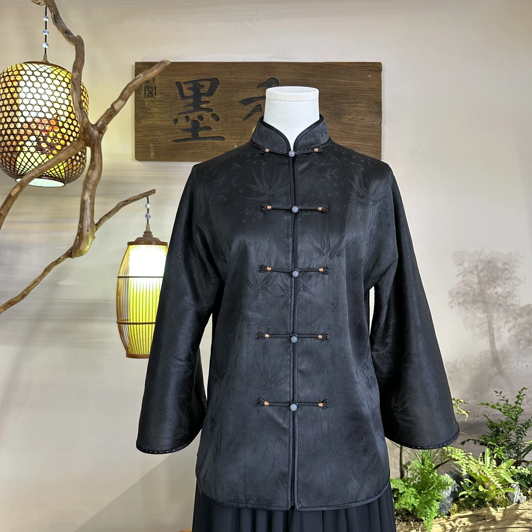 上衣国风中式 MX88452时尚重磅长款香云纱