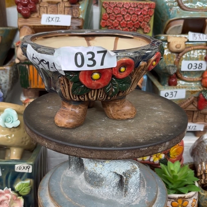 紫砂花盆粗陶材质多肉花盆