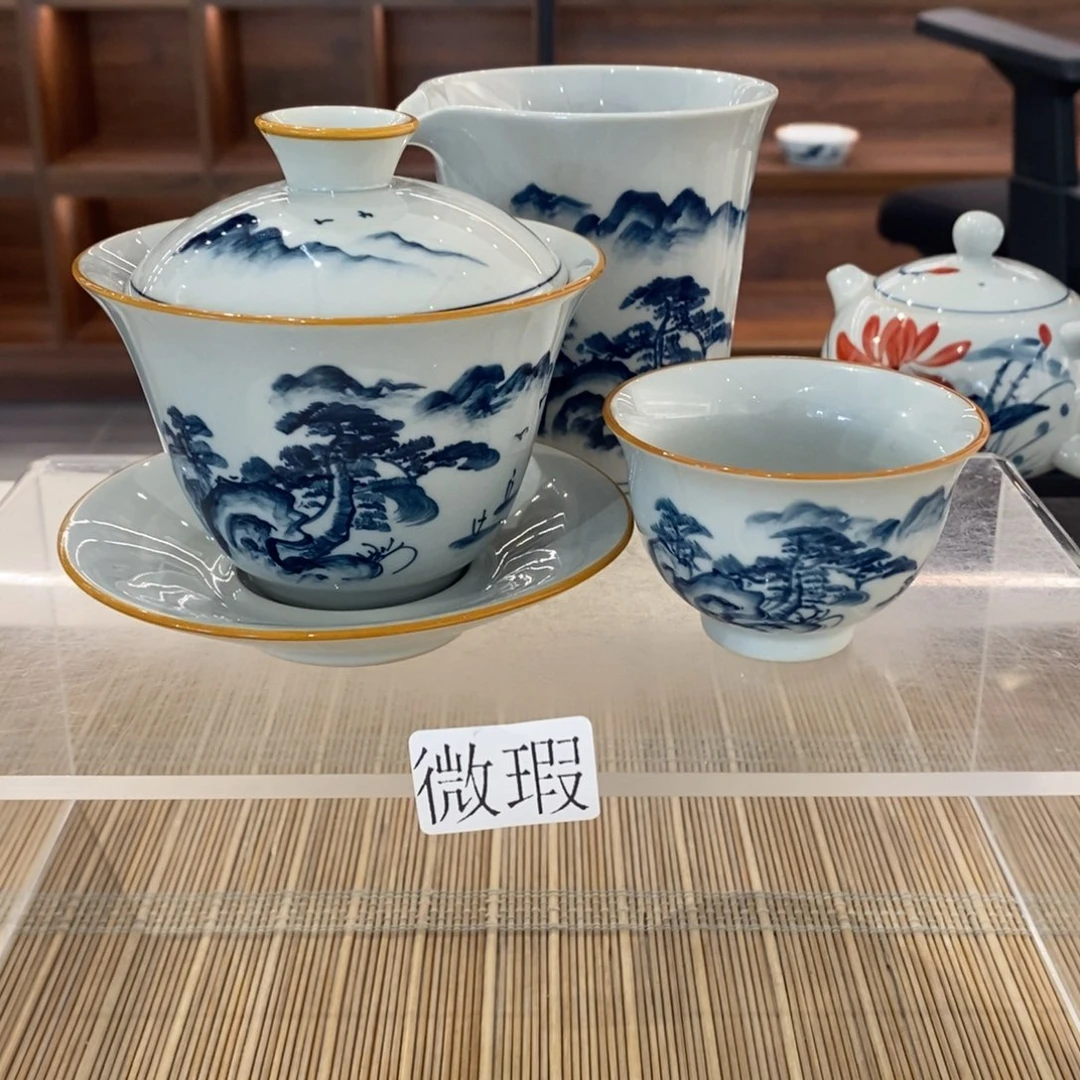 釉下彩老陶泥手工绘制