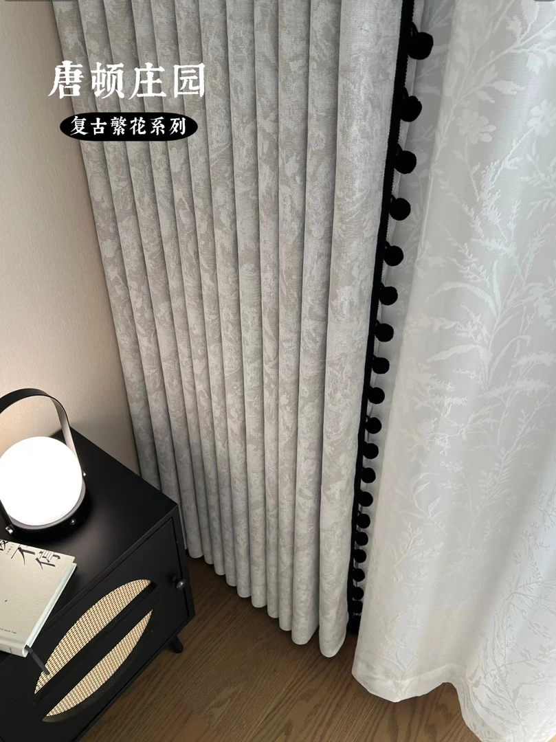唐顿庄园轻奢中古风雪尼尔复古客厅卧室全遮光窗帘