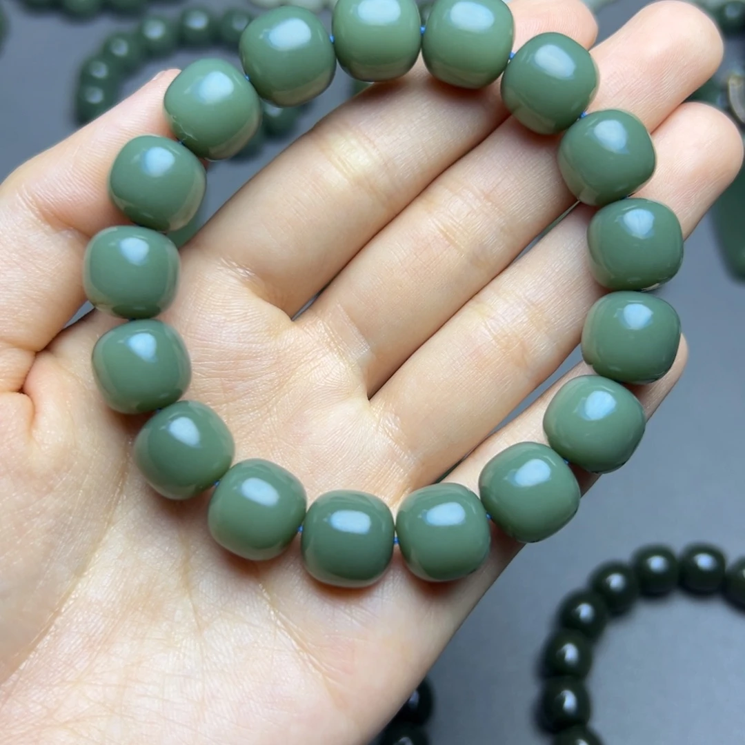 和田玉未镶嵌手链沙枣青13