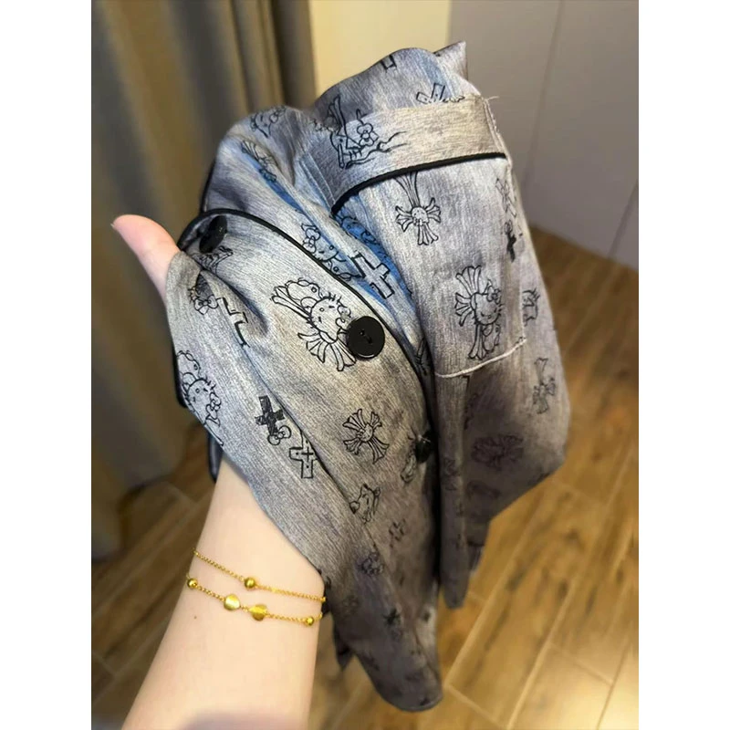 【恶魔Kitty】凯蒂猫冰丝睡衣女春秋款新款丝滑设计感家居服要装