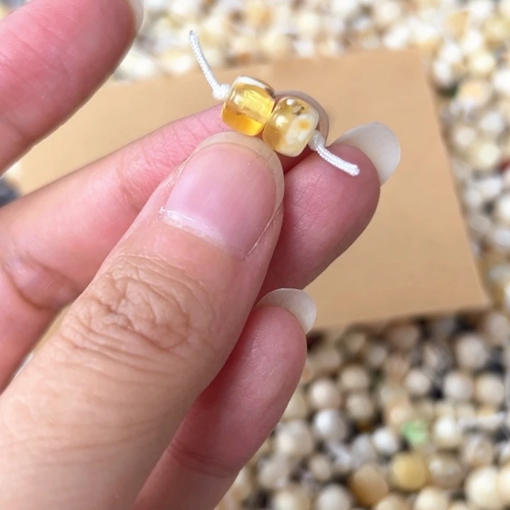 裸石蜜蜡未镶嵌6.6mm一对