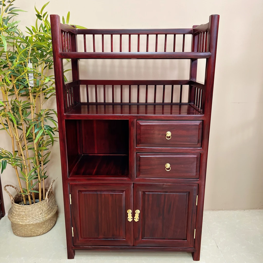 南美茶水架多功能茶水柜小书架茶室客厅边柜玄关博古架茶柜中式